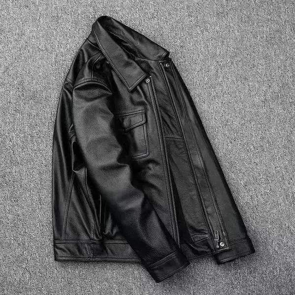 Blouson en cuir véritable pour homme