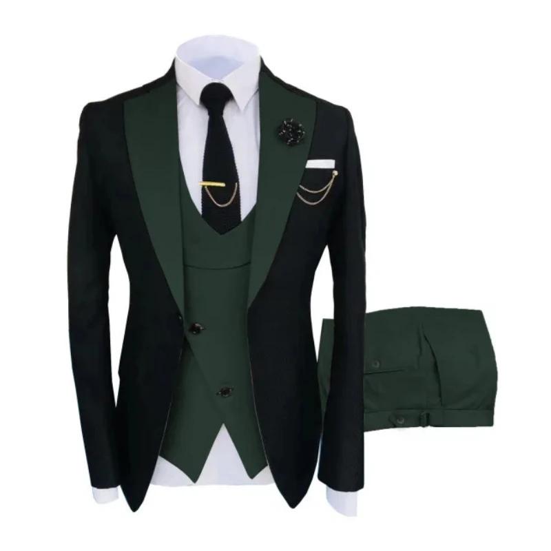 Costumes pour hommes 3 pièces sur mesure meilleur homme marié mariage smoking coupe ajustée Jacquard bicolore Blazer
