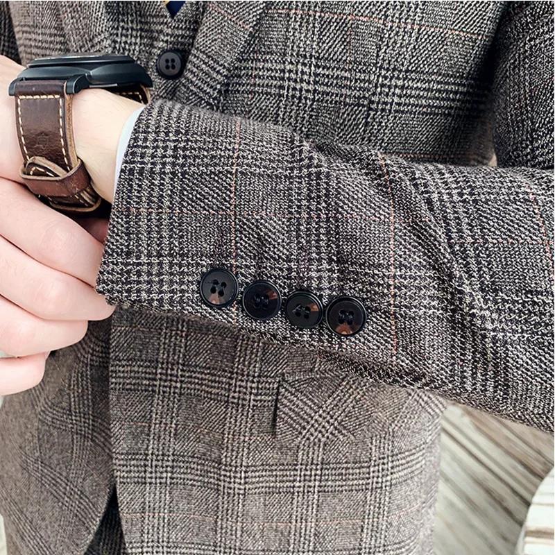 Costume de Boutique (Blazer + Gilet + Pantalon) pour Homme – Style Lin Élégant pour le Travail