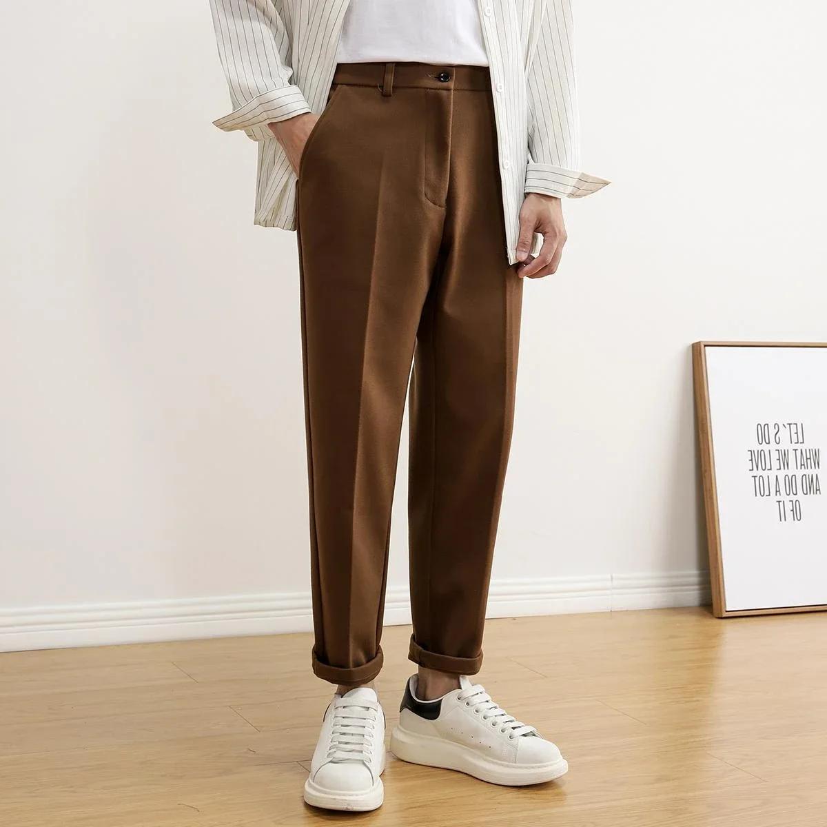 Pantalon kaki coupe cintrée pour hommes marron Tressed homme costumes pantalons pas cher été 2025 nouveau dans la robe