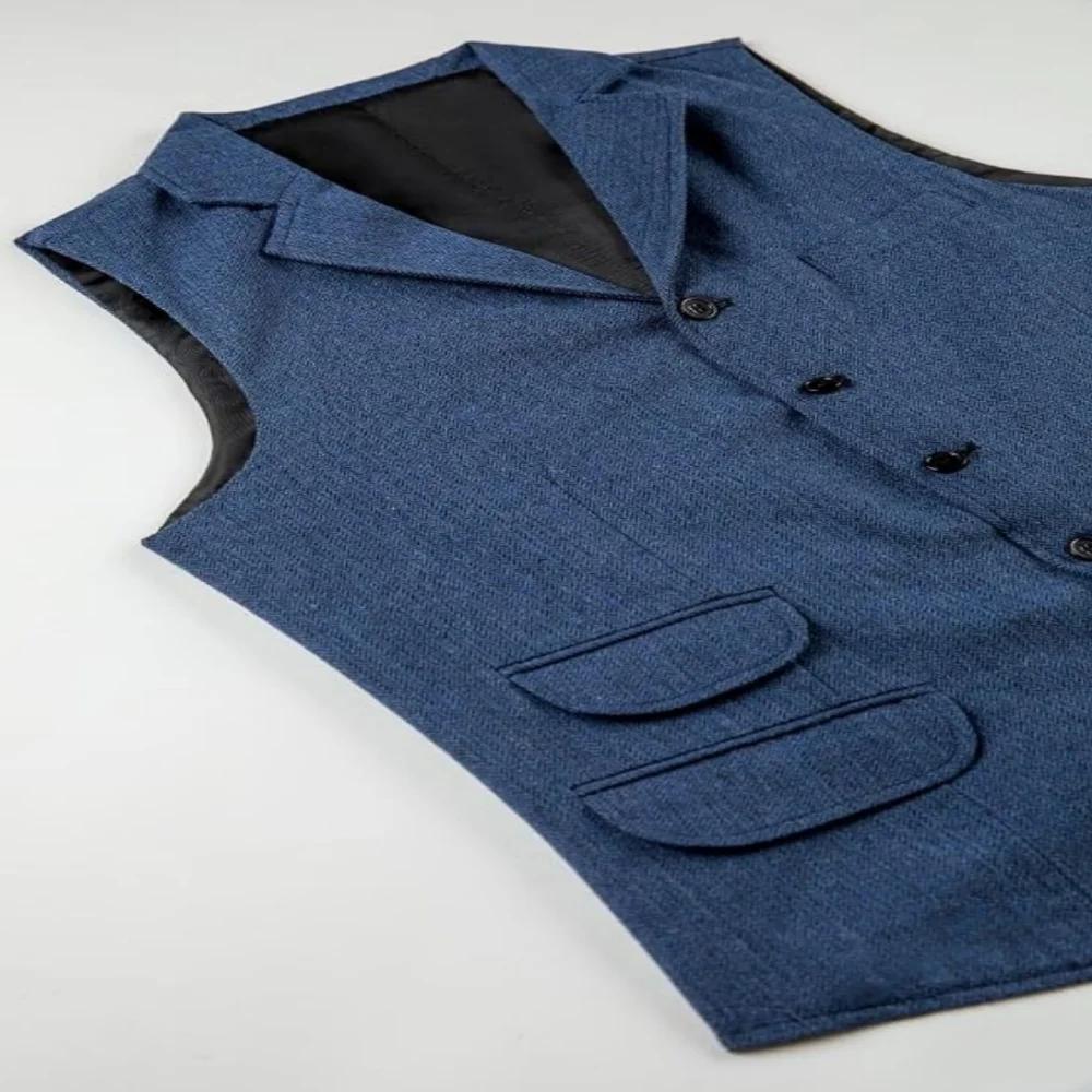 Gilet pour homme en tweed à chevrons, coupe ajustée, pour affaires et mariage