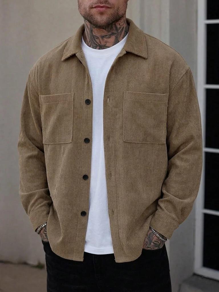 Veste chemise en velours côtelé pour homme