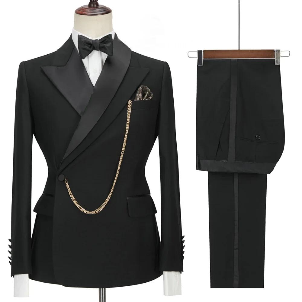 Dernière conception jaune hommes costumes revers à pointe un bouton décontracté mince mâle costume affaires mariage marié élégant 2 pièces Blazer pantalon