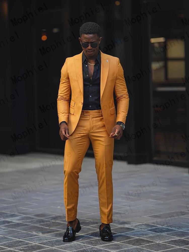 Costume homme jaune moutarde 2 pièces