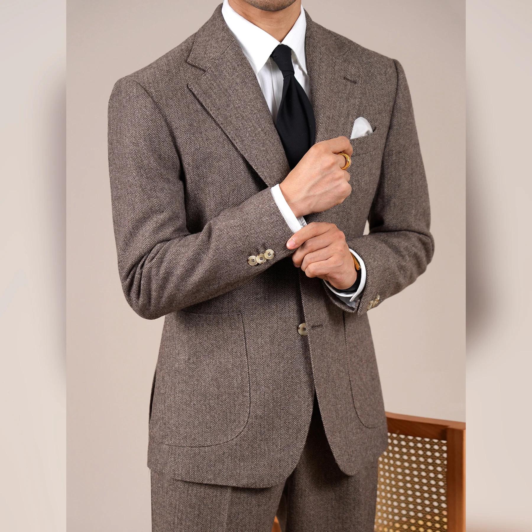 Ensemble de costume en mélange de laine pour hommes