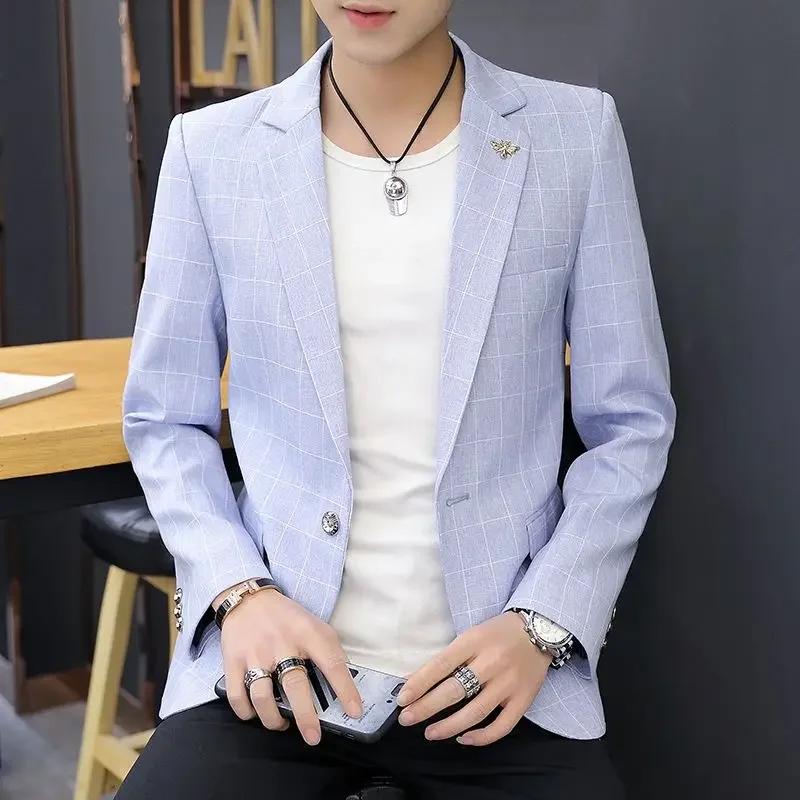 Fête lin gris hommes costume vestes simple boutonnage manteau mâle Blazer été nouveau dans des vêtements simples mode 2025 décontracté classique