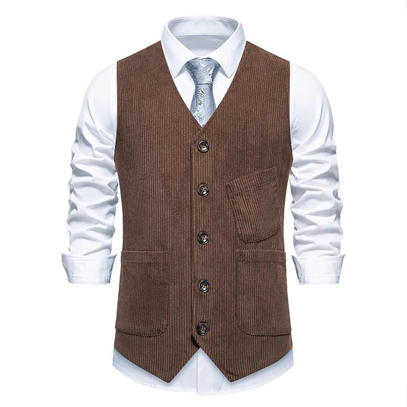 Gilet vintage en velours côtelé pour hommes