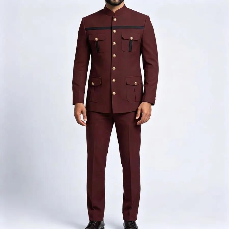 Costumes Safari pour Hommes 2 Pièces – Tenues de Cérémonie et de Mariage pour Invités – Blazer et Pantalon Slim Fit
