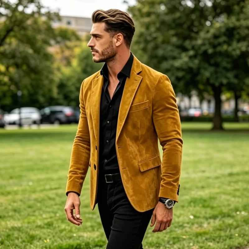 Blazer de luxe pour homme en suède texturé