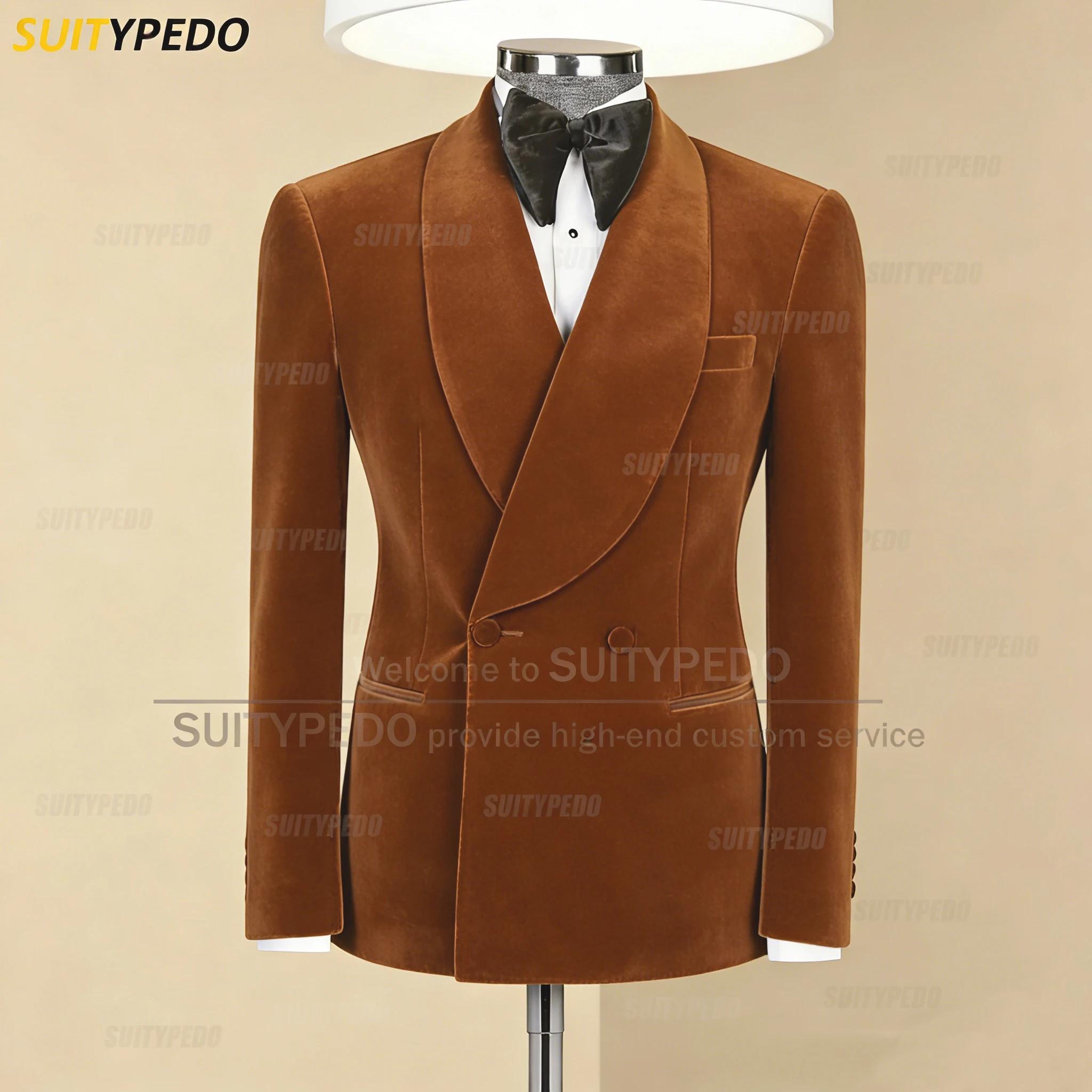 Bref bordeaux velours hommes costume manteau formel mariage marié châle revers veste Forma soirée élégant mâle smoking (un Blazer)