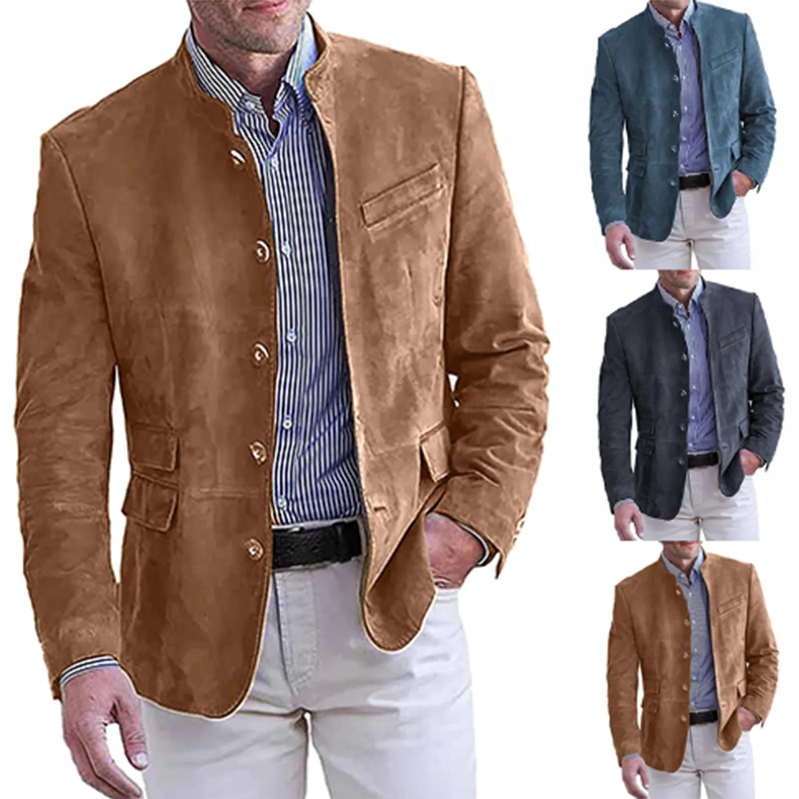 Veste de costume en Faux daim pour hommes