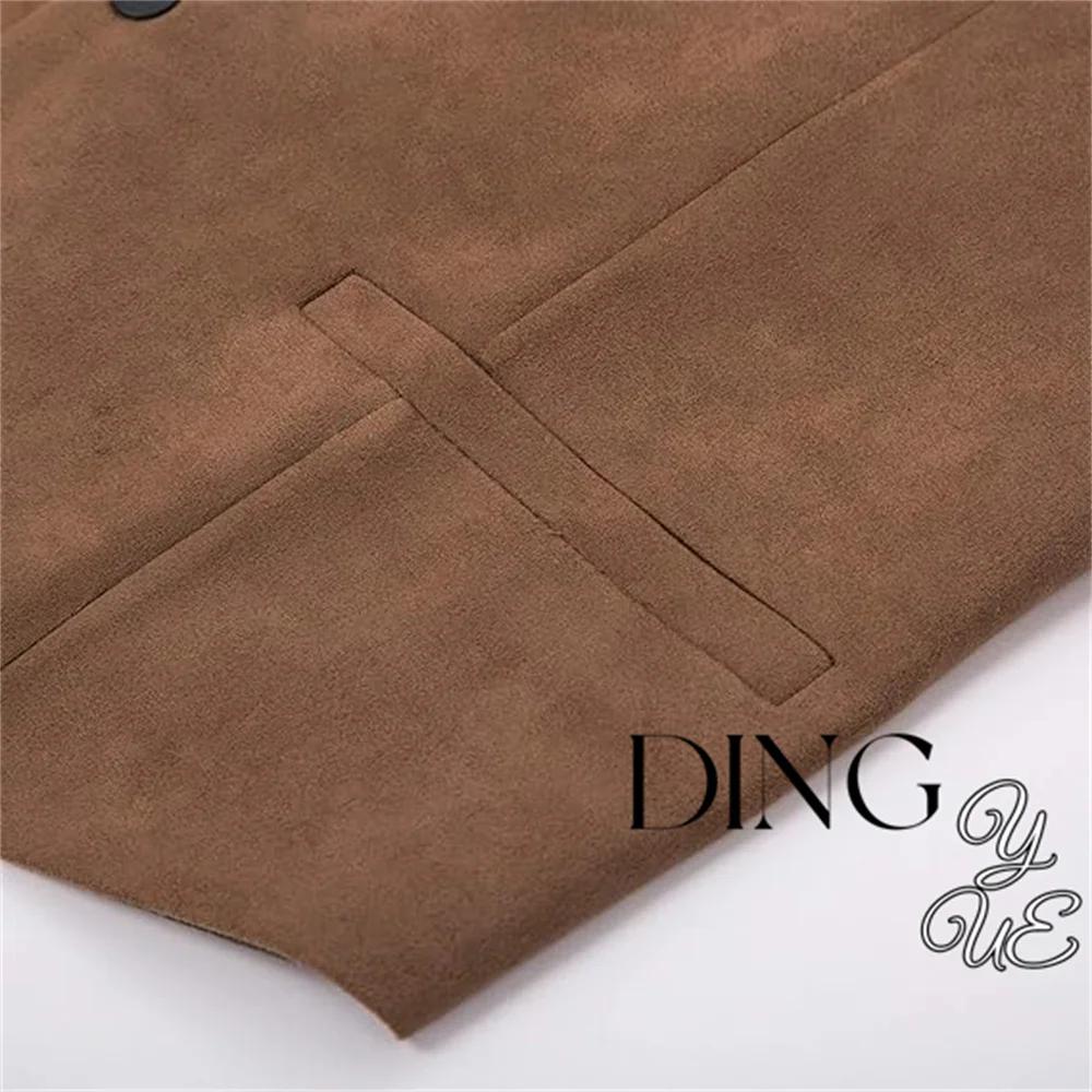 Gilet de costume en cuir suédé pour hommes