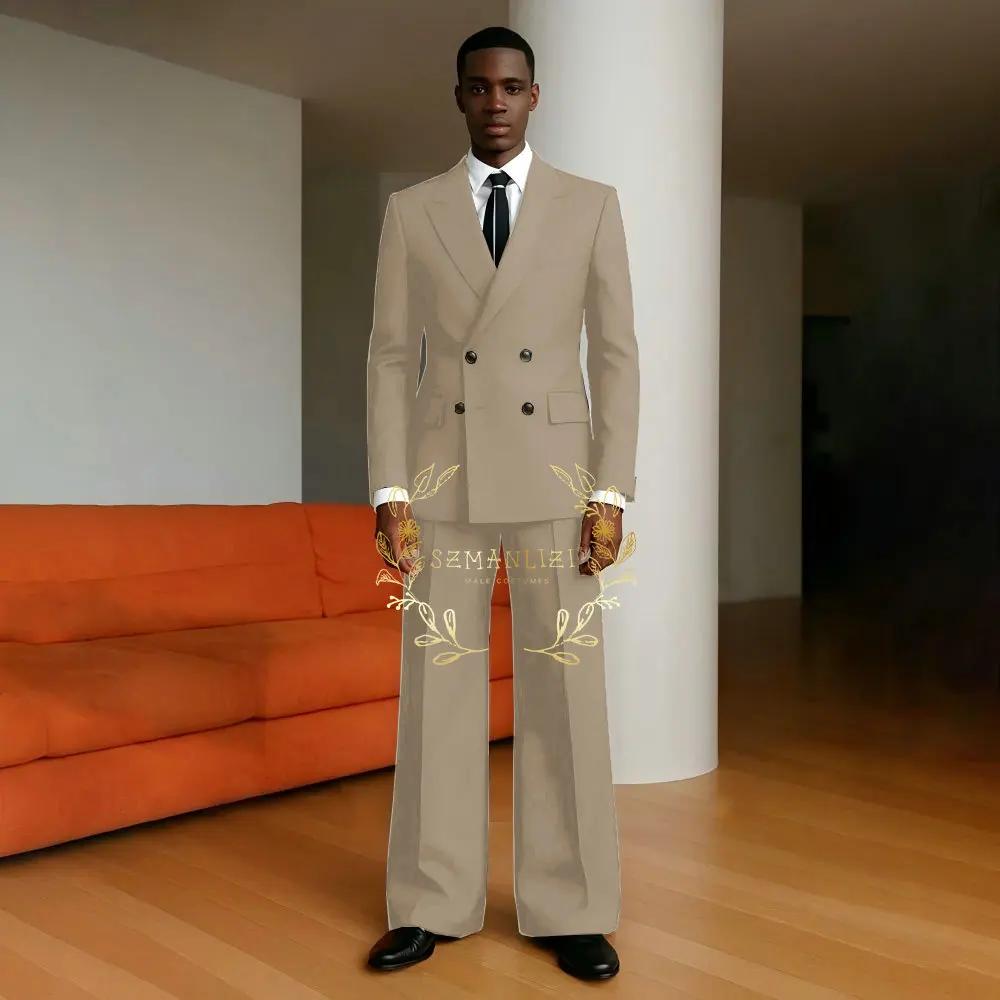Costumes décontractés beiges pour hommes
