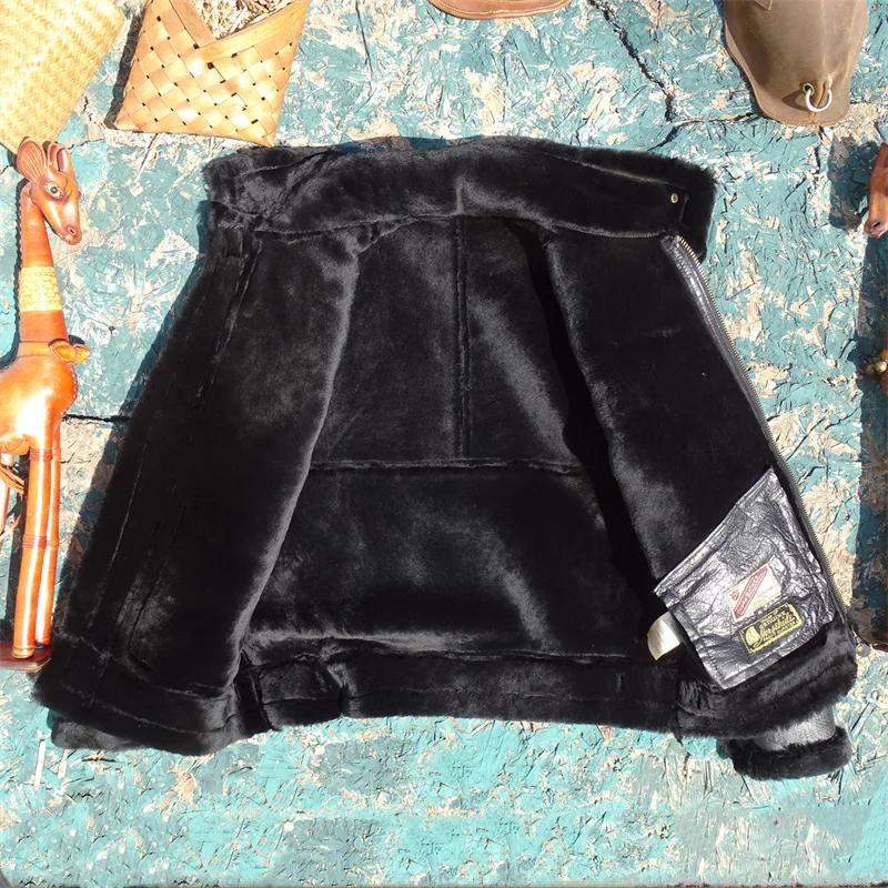 Veste en peau de mouton noire pour homme
