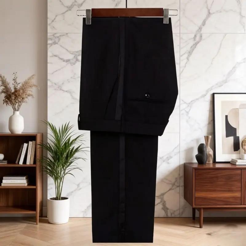 Costumes de luxe perlés pour hommes – Veste de smoking blanche ajustée avec pantalon noir