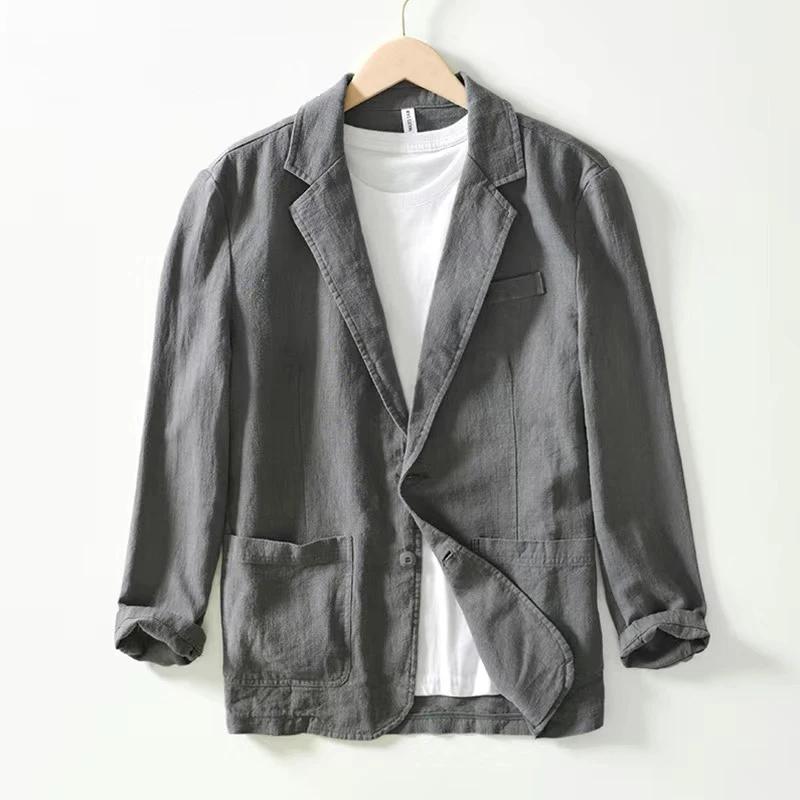 Blazer rétro élégant en lin pour hommes
