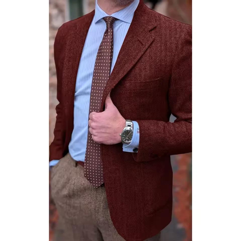 Veste de costume à chevrons pour hommes