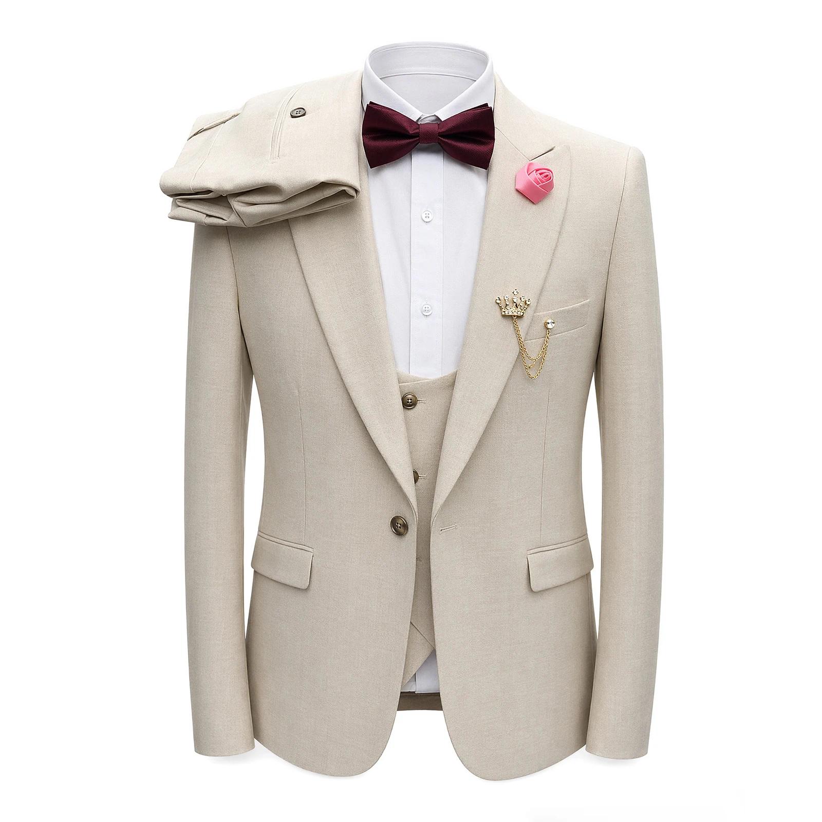 Ensemble de costume élégant décontracté 3 pièces pour homme
