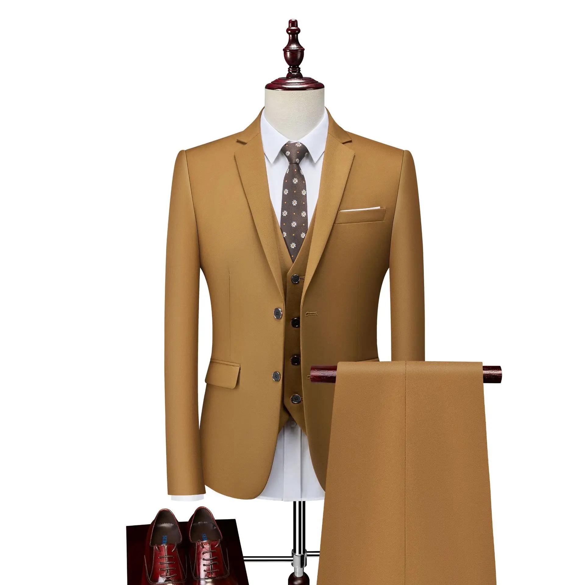 Costume pour homme chic élégant simple boutonnage blazer pic revers ensemble formel 3 pièces veste gilet pantalon mariage occasions spéciales
