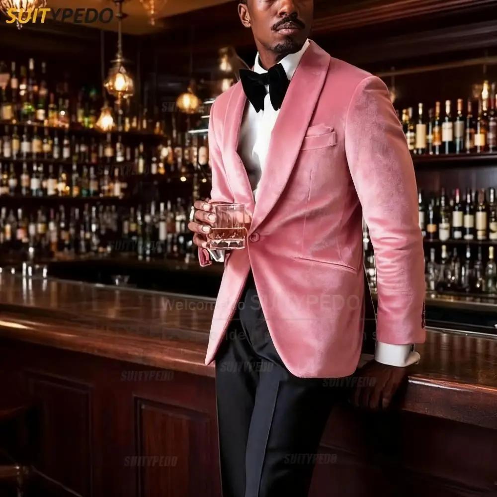 Blazer de costume en velours Vintage pour Hommes