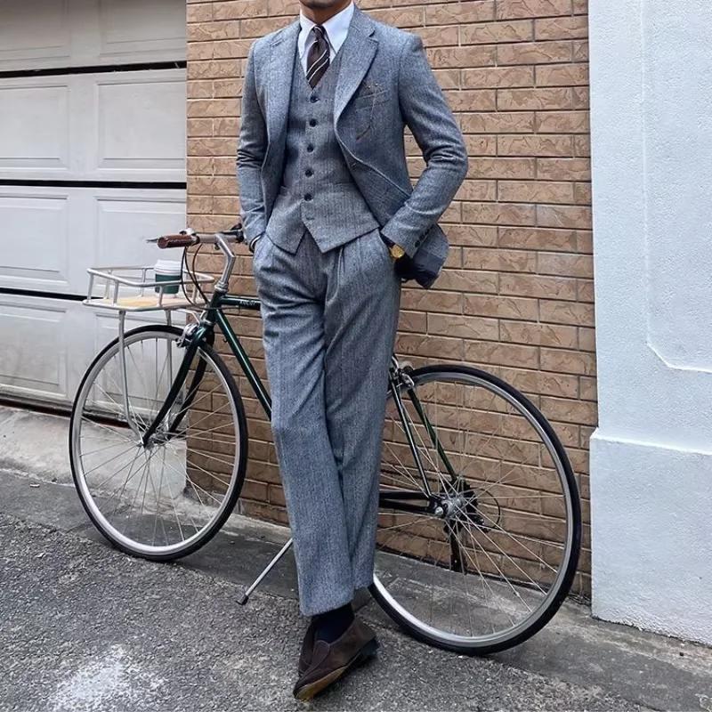 Nouveau costume rétro à chevrons pour hommes