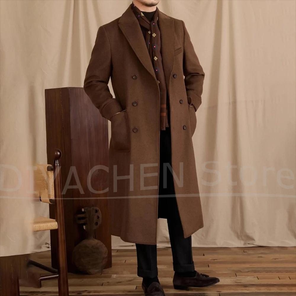 Manteau long pour homme en mélange de laine