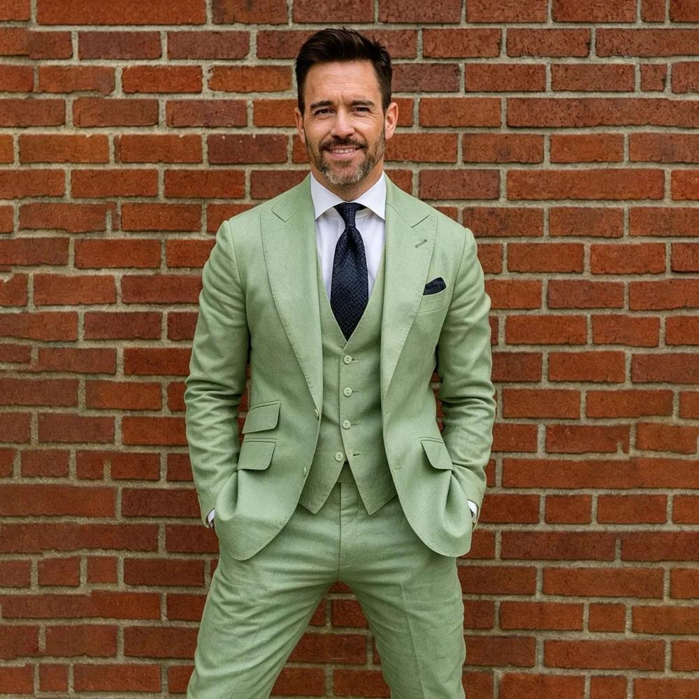 Costume homme en lin 3 pièces sur mesure