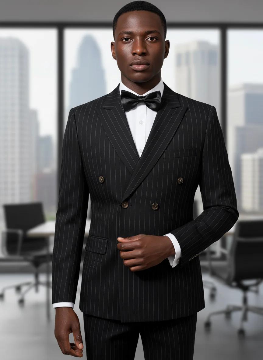 Costumes rayés noirs de haute qualité pour hommes