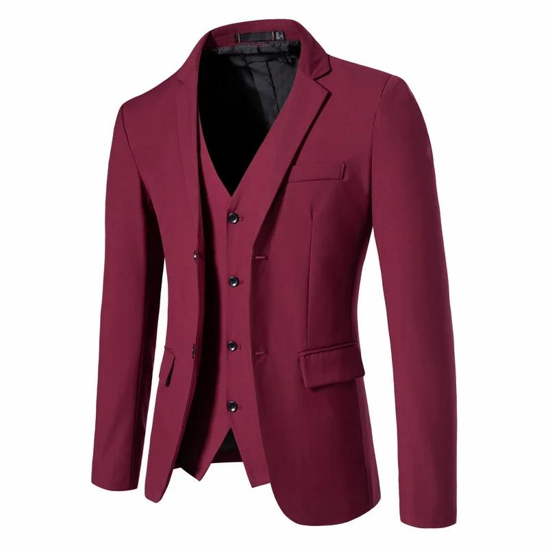 Ensemble de 2 pièces Costume décontracté pour homme Veste et gilet Coupe ajustée Couleur unie Soirée