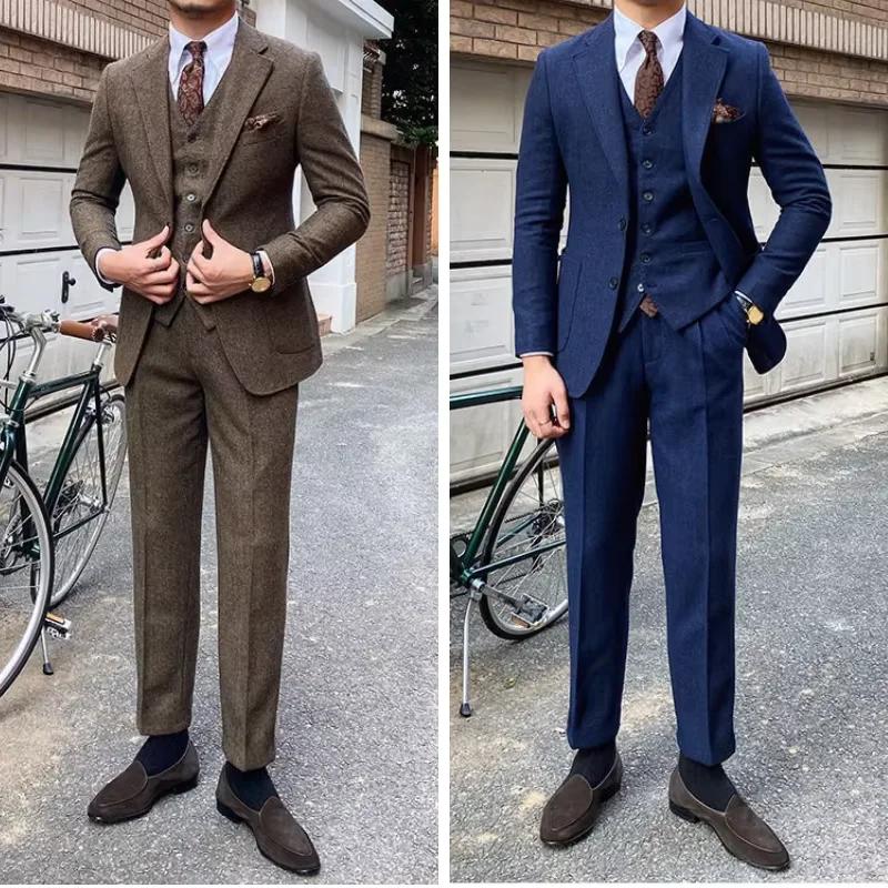 Nouveau costume rétro à chevrons pour hommes