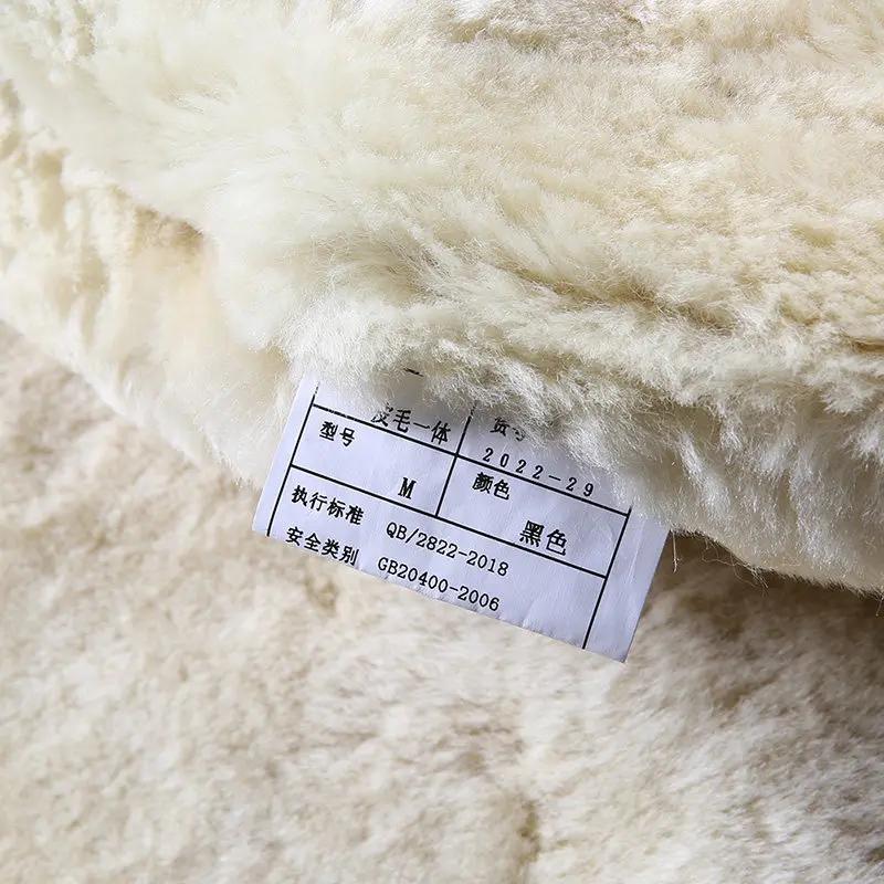 Veste d'hiver noire en peau de mouton pour homme