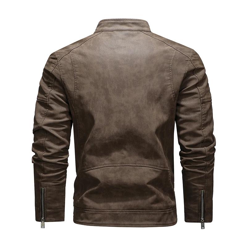 2025 mode veste en cuir hommes hiver polaire chaud fermeture éclair moto manteaux