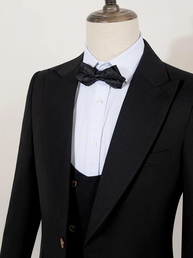Ensemble 3 pièces noir pour homme : Costume de marié élégant
