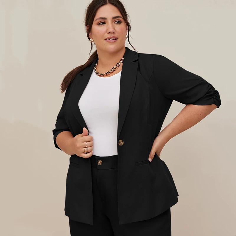 Blazer élégant à manches mi-froncées pour femmes