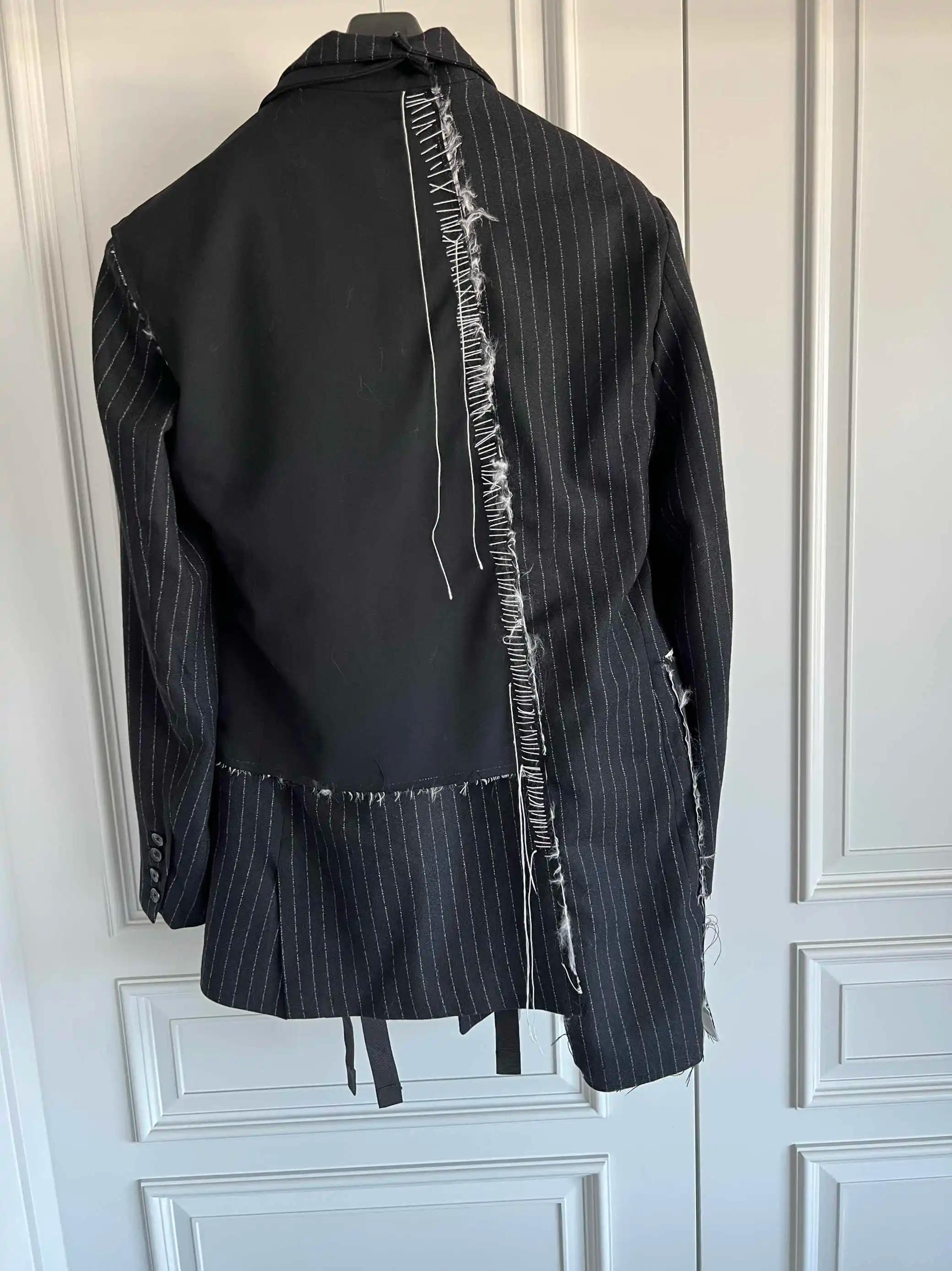 Veste de costume en laine patchwork