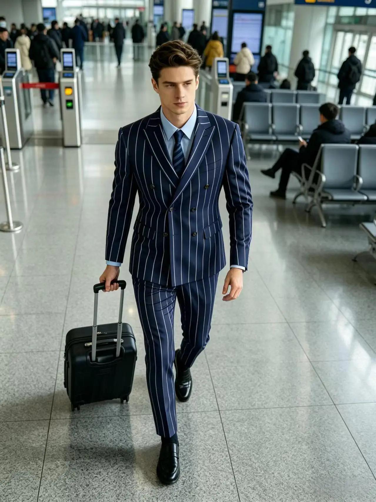 Costume homme 2 pièces à rayures fines