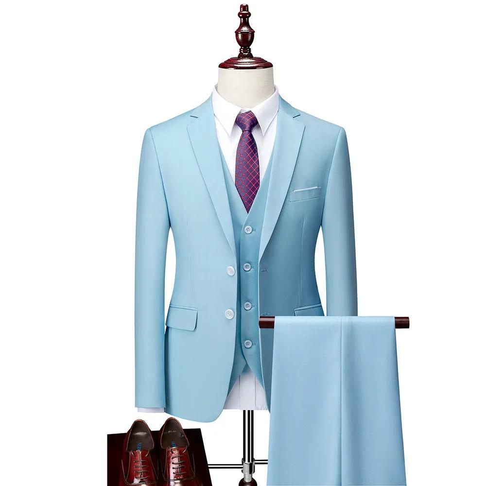Costume pour homme chic élégant simple boutonnage blazer pic revers ensemble formel 3 pièces veste gilet pantalon mariage occasions spéciales