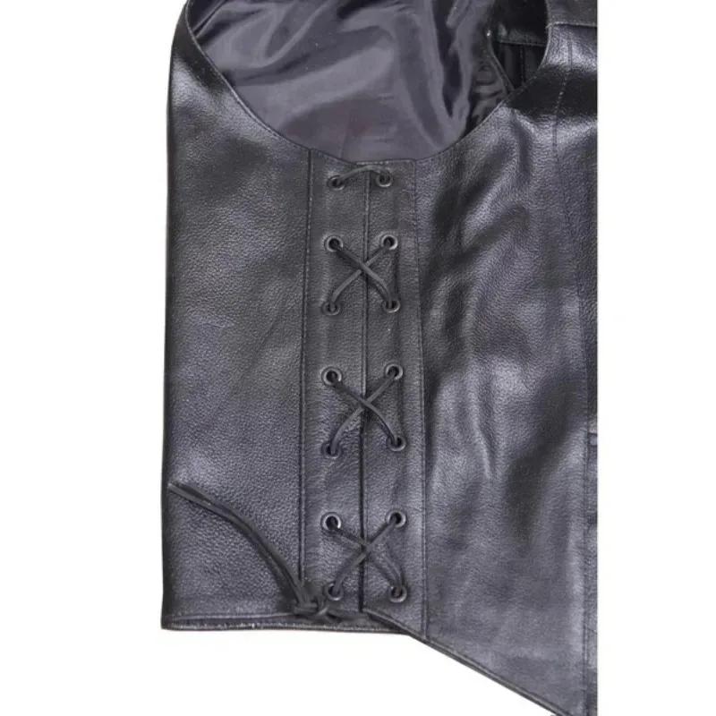 Veste en cuir rétro pour homme - haut sans manches - style disciplinaire - chevalier médiéval