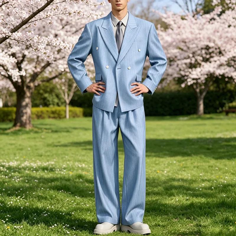 Costume 2 pièces à rayures pour homme