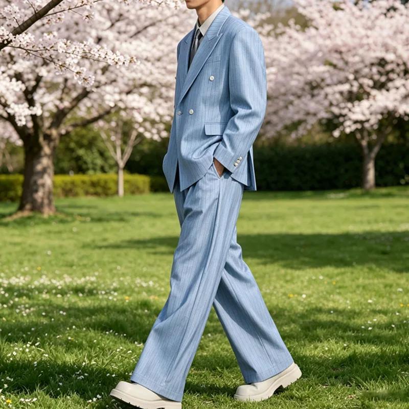 Costume 2 pièces à rayures pour homme