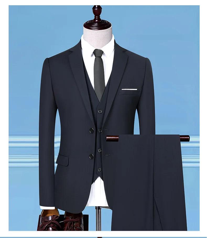 Costume pour homme chic élégant simple boutonnage blazer pic revers ensemble formel 3 pièces veste gilet pantalon mariage occasions spéciales