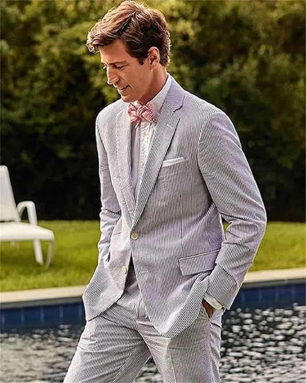 Costumes rayés en Seersucker pour hommes