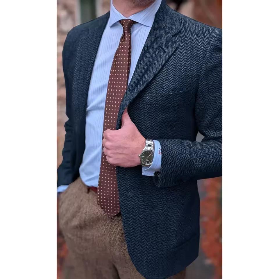 Veste de costume à chevrons pour hommes