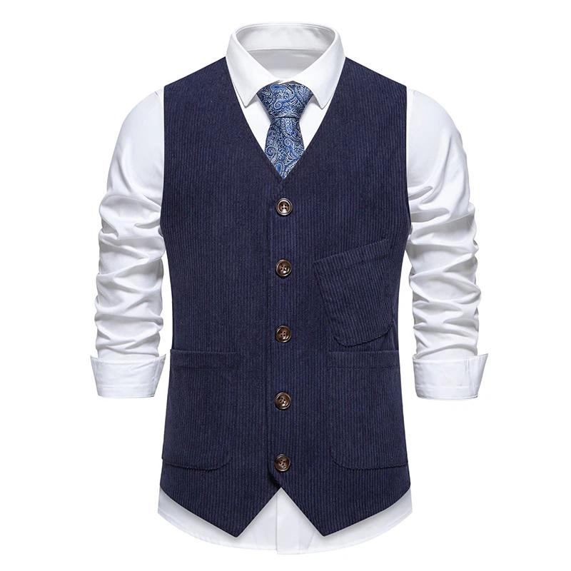 Gilet vintage en velours côtelé pour hommes