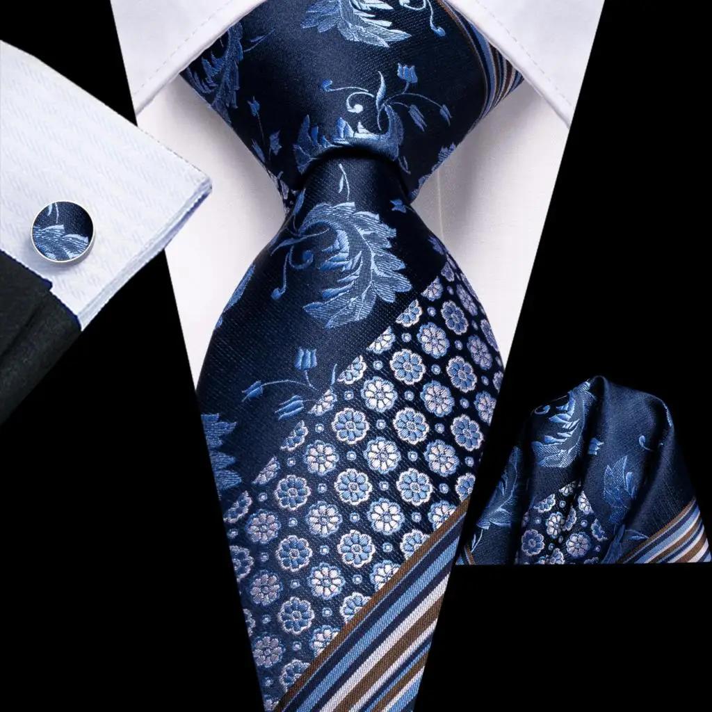 Ensemble cravate et pochette de costume bleu marine pour homme