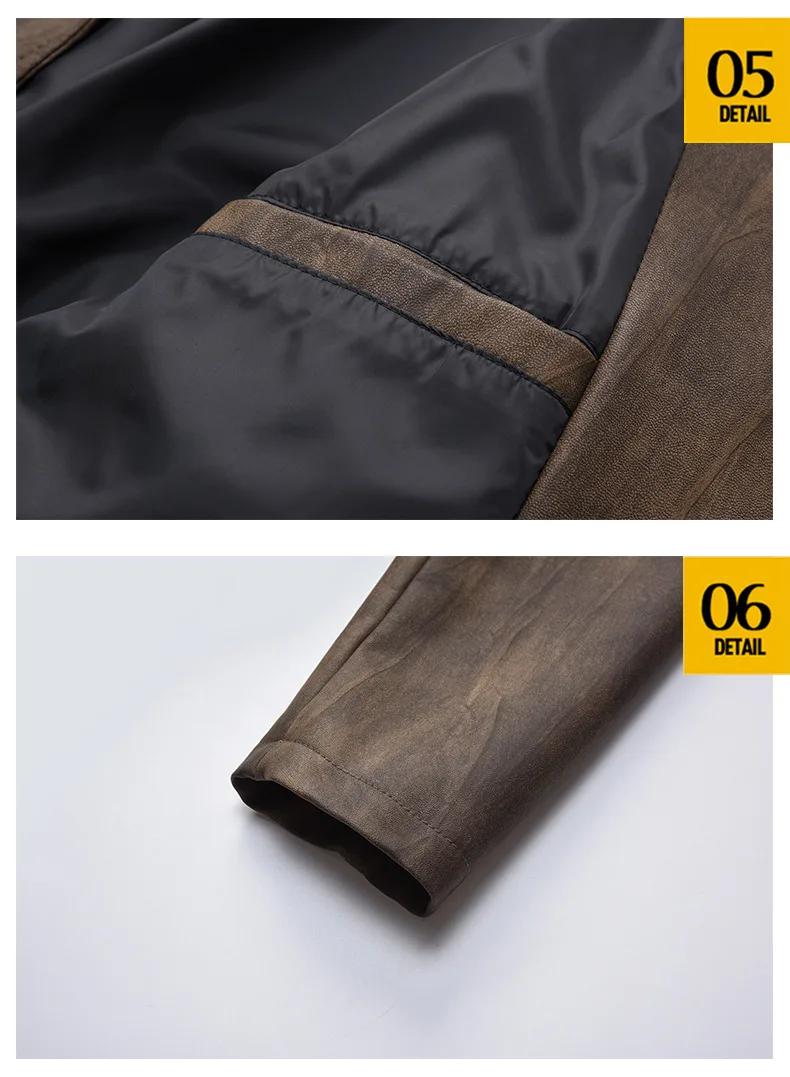 Vestes en PU marron pour hommes avec revers pour l'automne et l'hiver