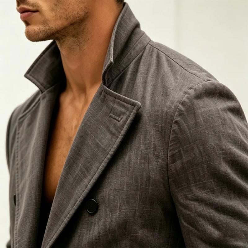 Blazer croisé en lin pour homme