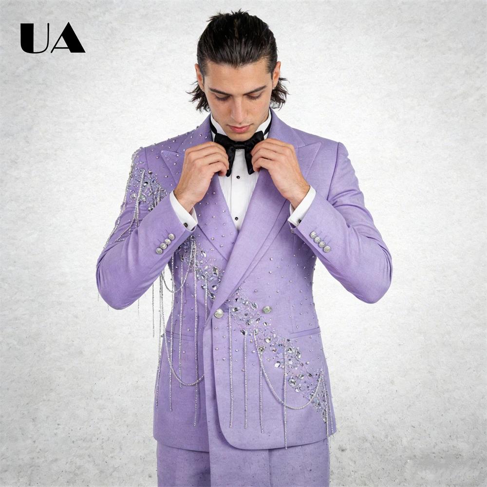 Costume de mariage lilas pour marié