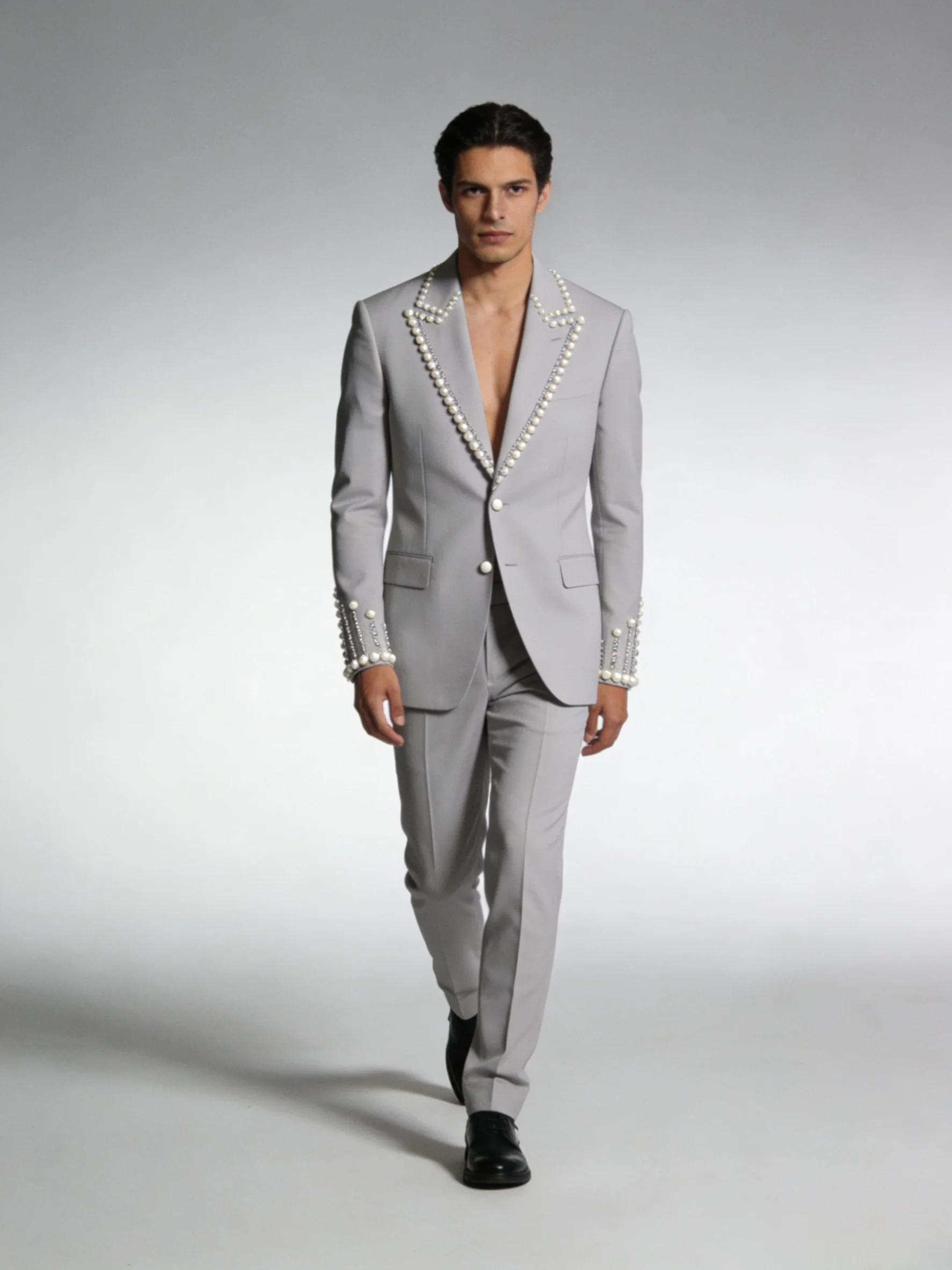 Ensemble de costumes gris clair pour hommes