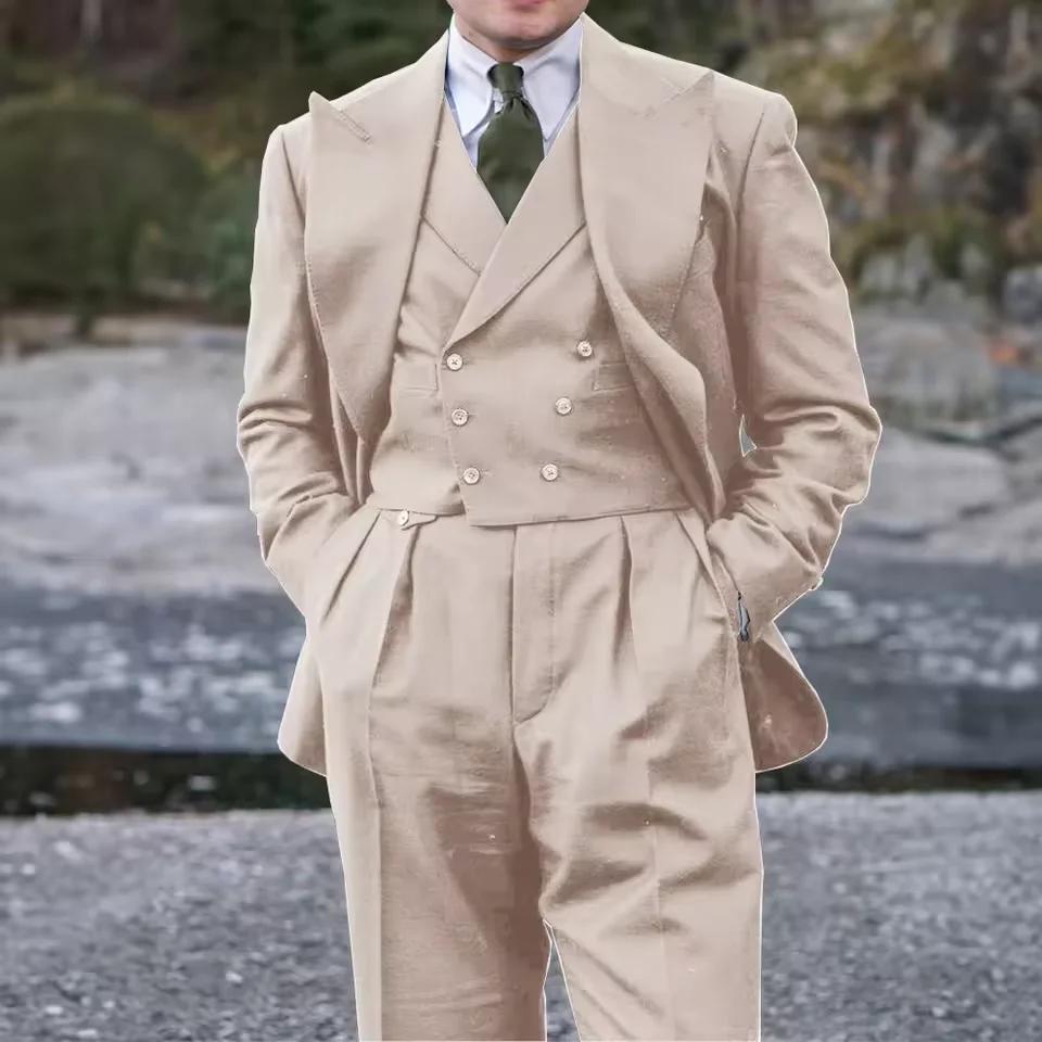 Costume 3 pièces en lin pour homme